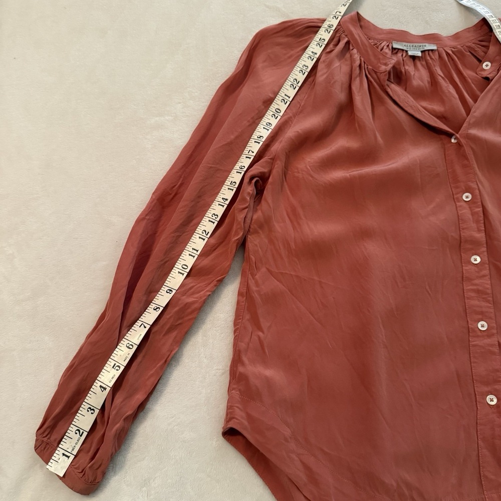 All Saints Womens Long‎ Sleeve Hezzy Blouse Top Size US 6 Coral Salmon Pink - Picture 10 of 12